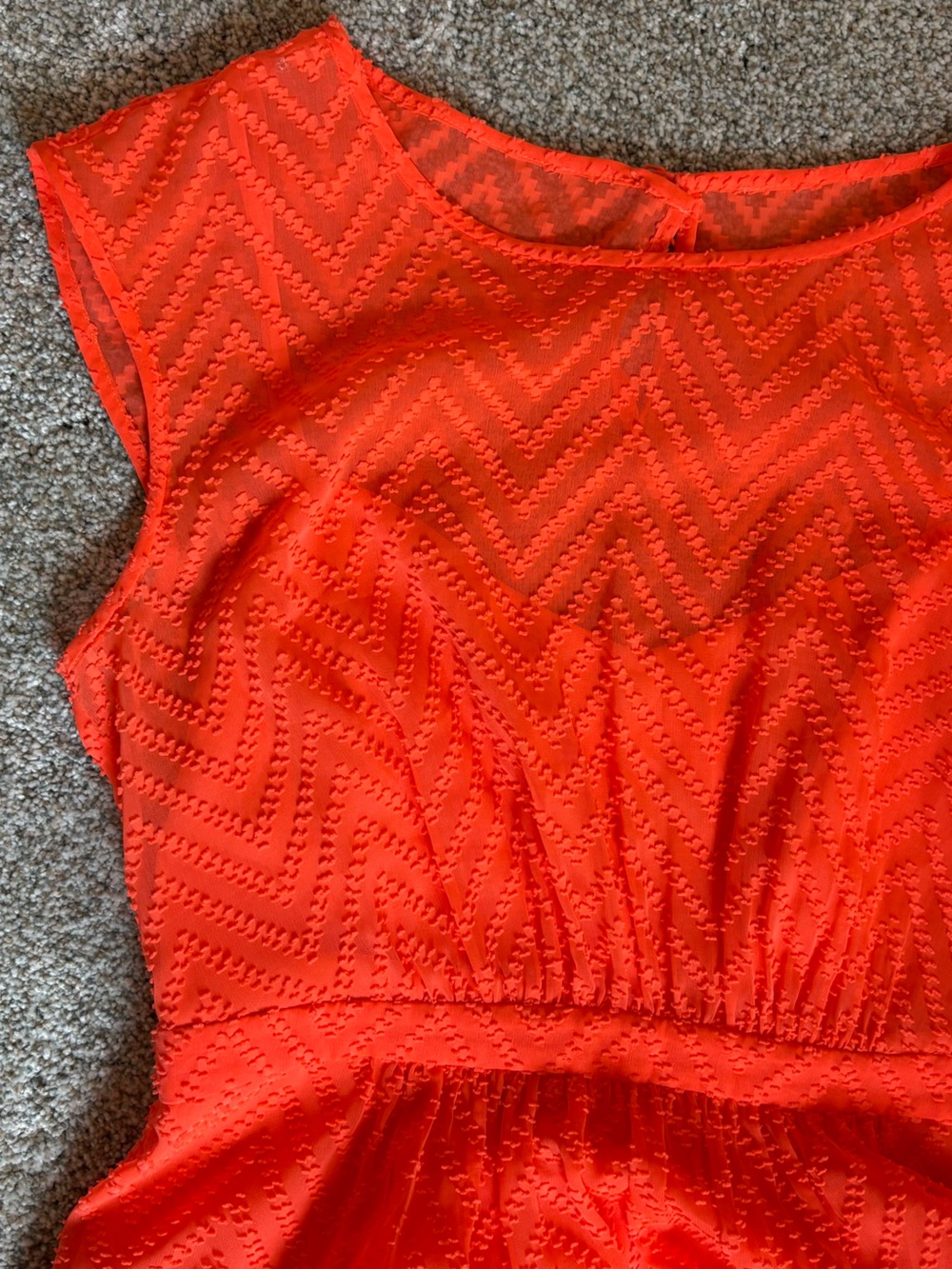 J. Crew Neon Orange Lace-Overlay Sleeveless Dress - Picture 3 of 6